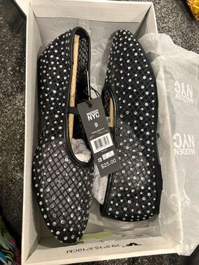 Madden NYC Women's Black Rhinestone Flats